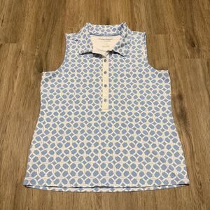 Tommy Bahama Aubrey Interlock Bay Polo Tank Women's Size Medium Blue White